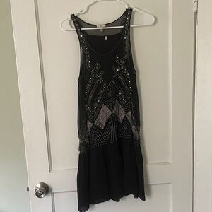 Elegant Black Beaded 1920s Dress